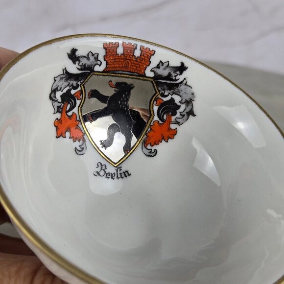 Vintage Gerold Perzellar Bavaria Demitasse Cup and Saucer Coat of Arms Berlin - Picture 5 of 8